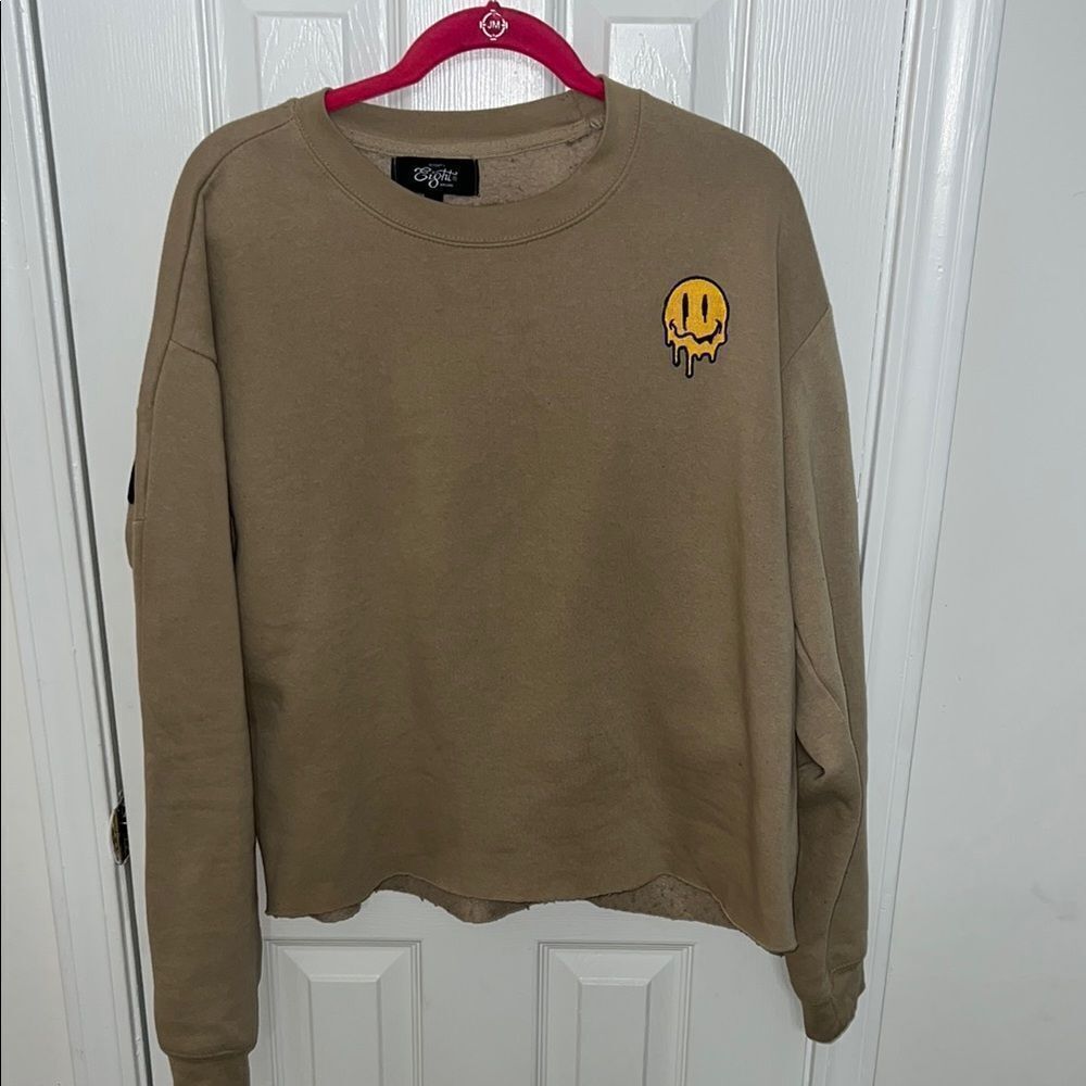 Sweatshirt with Yellow Smiley Patch